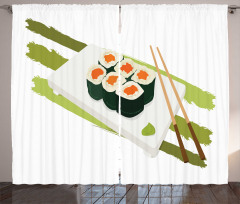 Sushi Maki Plate Chopsticks Curtain