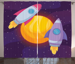 Rocket Spaceship Galactic Curtain