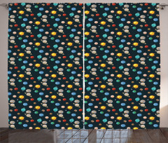 Planets Solar System Curtain