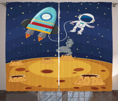 Cartoon Design Space Theme Curtain