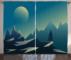 Geometric Landscape Scene Curtain