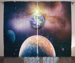 Panoramic Galaxy Scene Curtain