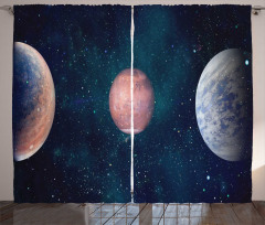 Planets Starry Galaxy Space Curtain