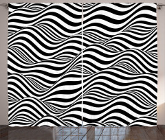 Monochrome Waves Curtain