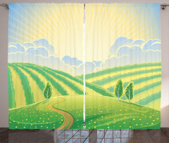 Green Field Graphic Curtain