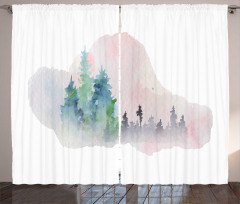 Watercolor Forest Artwork Curtain