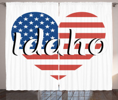 Heart Shaped USA Flag State Curtain