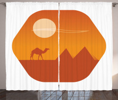 Sun Camel and Pyramids Art Curtain