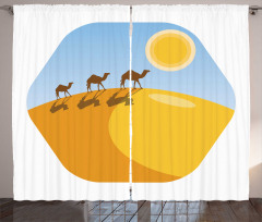 Camels on Desert Cartoon Curtain