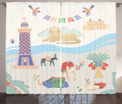 Traveling Egypt Landmarks Curtain