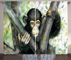 Watercolor Baby Chimpanzee Curtain
