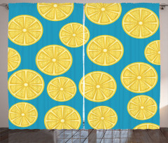 Vivid Citrus Slices Art Curtain