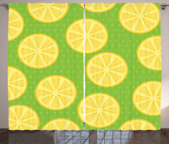 Citrus Slices Polka Dots Curtain