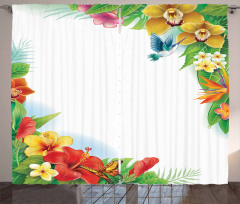 Tropic Flowers Leaves Curtain