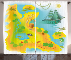 Map of a Treasure Island Curtain