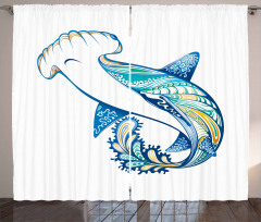 Hammer Head Shark Ocean Curtain