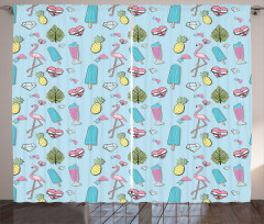 Popsicle Flamingo Pineapple Curtain