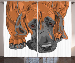 Sad Looking Dog Cartoon Curtain