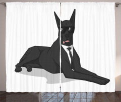 Humorous Dog in Suit Curtain