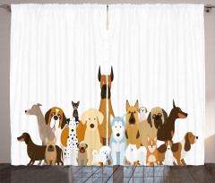 Funny Pet Breeds Cartoon Curtain