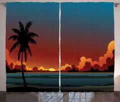 Dramatic Sunset Scene Pattern Curtain