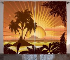 Digital Graphics Sunset Scene Curtain