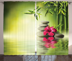 Stones Bamboo Leaves Curtain