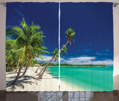 Exotic Beach and Coconut Trees Curtain