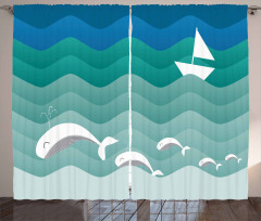 Nautical Paper Boat Curtain