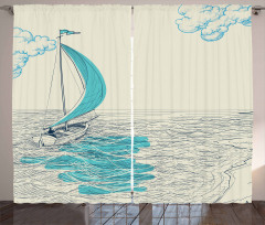 Cloudy Sailing Boat Curtain