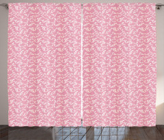 Leafy Pinkish Damask Lines Curtain