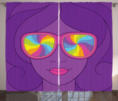 Girl with Rainbow Sunglasses Curtain