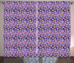 Graphical Flower Elements Curtain