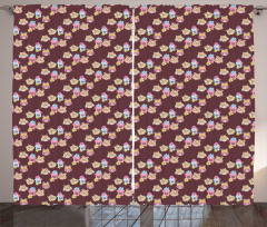 Houses and Birds on Dots Curtain