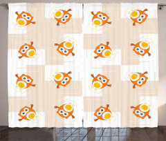 Cartoonish Flying Birds Curtain