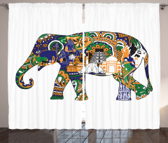 Elephant Asian Symbol Curtain