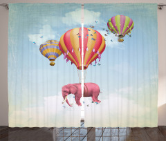 Pink Elephant in Sky Curtain