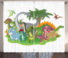 Cartoon Group Dinosaur Curtain