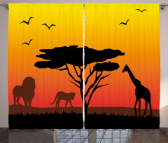 Savannah Animals Sunset Curtain