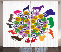 Flowers Wild Animals Curtain