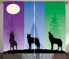 Wolf at Night Howling Curtain