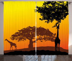 Giraffe Savannah Desert Curtain