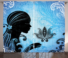 Girl Lotus Art Curtain