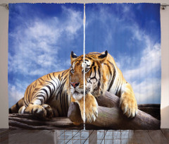 Tiger on Wood Wildlife Curtain