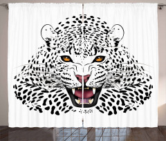 Angry Wild Leopard Curtain