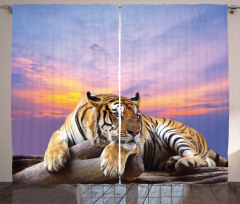 Tiger Colorful Sunset Curtain