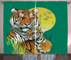 Tiger Family in Jungle Curtain