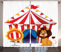 Lion and a Fire Ring Curtain