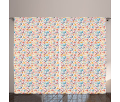 Zigzag Lines Flowers Art Curtain