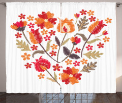 Heart Shaped Flowers Art Curtain